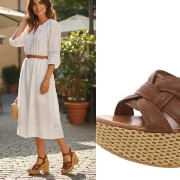 KORKS DEE Brown Buckle Block Platform Heels Women's Size 9 New in Box - Picture 6 of 11